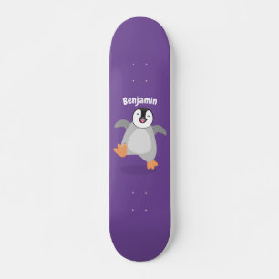 Skate Um desenho animado de pintinho de pinguim feliz e