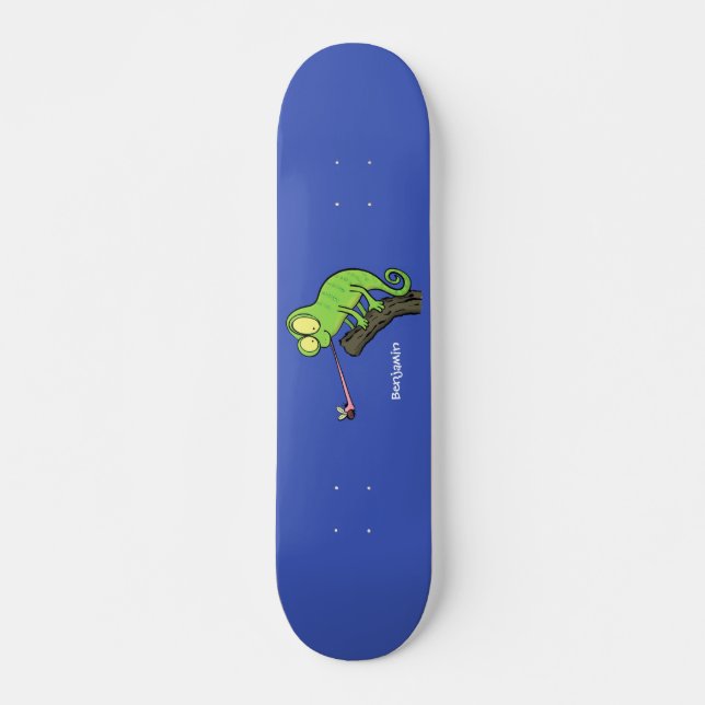 Skate Um desenho animado verde-feliz chameleon lagarto (Frente)