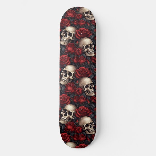 Skate Um design da série A Skull and Roses 10 (Frente)