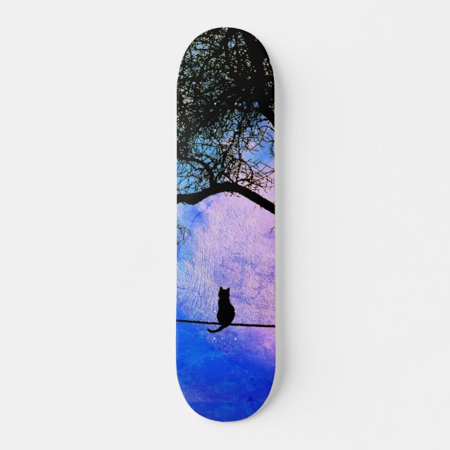 Skate Um gato preto em uma lua cheia de fio (Frente)