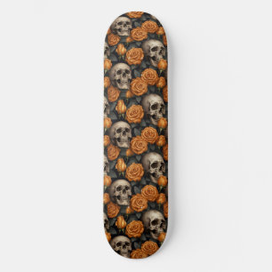 Skate Uma Série de Crânios e Rosas Design 11