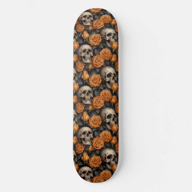 Skate Uma Série de Crânios e Rosas Design 11 (Frente)