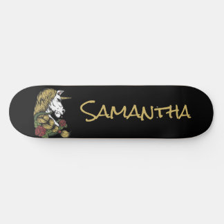 Skate Unicórnio Dourado Personalizado  