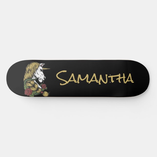 Skate Unicórnio Dourado Personalizado   (Horz)