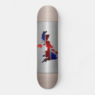 Skate United Kingdom Flag and Map Steel Metal Hole