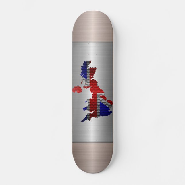 Skate United Kingdom Flag and Map Steel Metal Hole (Frente)