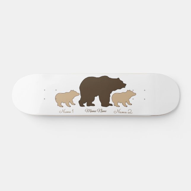Skate Ursa Mãe Personalizada Com 2 Nomes de Filhos Prese (Horz)