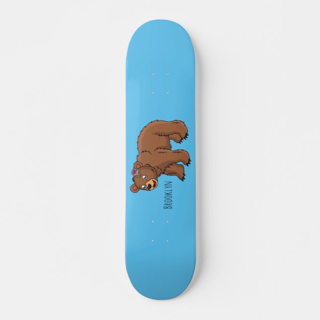 Skate Urso bonito com ilustração de desenho animado de f (Frente)