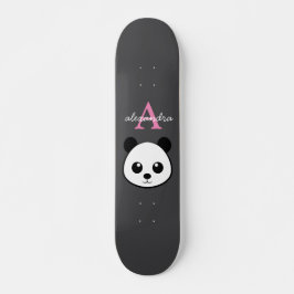 Skate Urso de Panda Bonito Monograma Personalizado Cinza