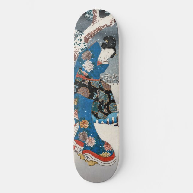Skate Utagawa Hiroshige - Conto de Genji, Mulher Elegant (Frente)