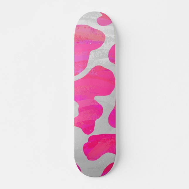 Skate Vaca Impressão Rosa Choque e Branco (Frente)