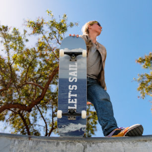 Skate Vamos Velas Azul Oceano Azul Nuvens Brancas Fluffy