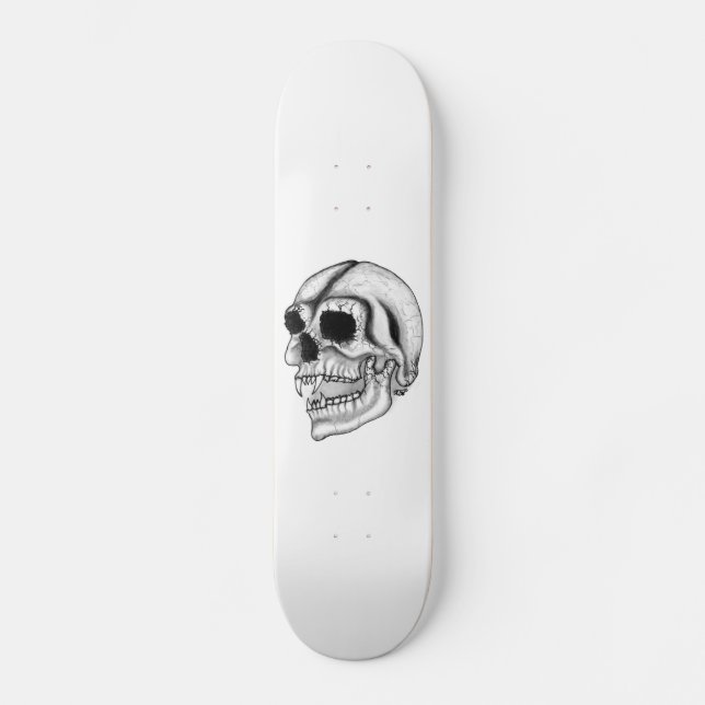 Skate Vampir Schädel design preto e branco (Frente)