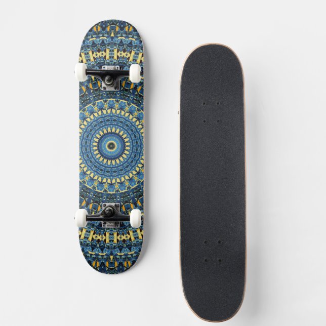 Skate Van Gogh Starry Night Abstrato Groovy Boho Mandala (Frente)