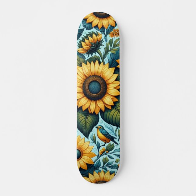 Skate Verão/girassol/pássaro (Frente)