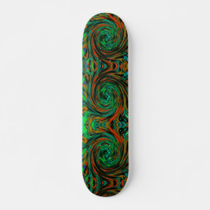 Skate Verde Lima e Laranja Abstrato Retro Twirl