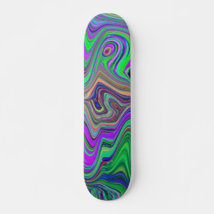 Skate Verde limão de disquete e ondas de cor púrpura