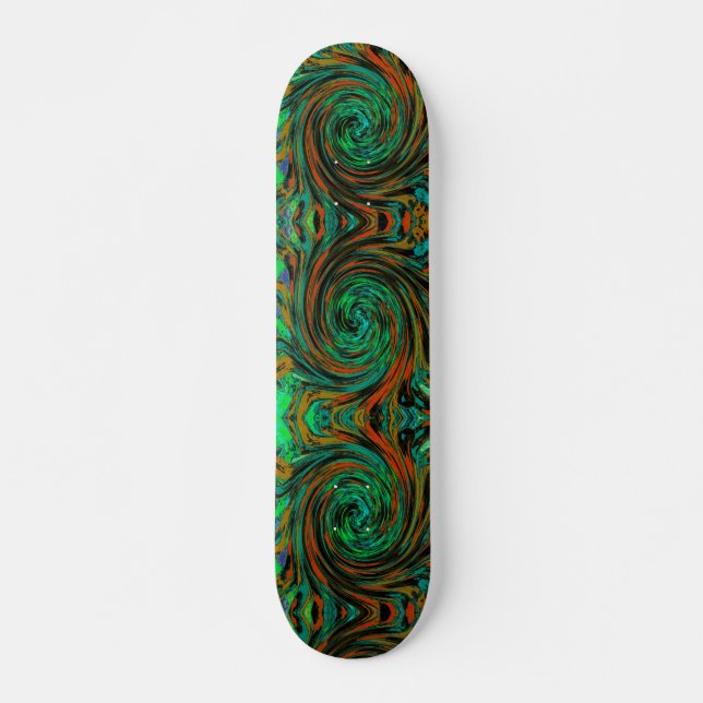 Skate Verde limão e Grelha de Abstrato Laranja (Frente)