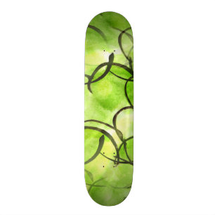 Skate verde vanguardista do fundo da pintura da mão da