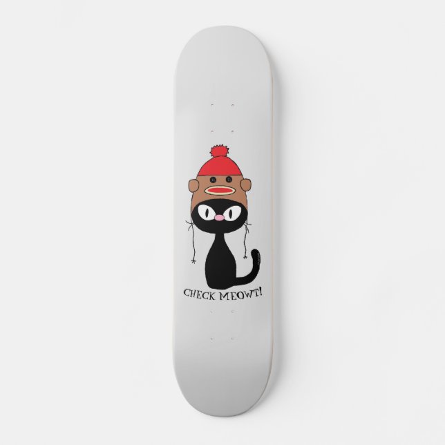 Skate Verificar Gato Preto de Meowt com Chapéu de Macaco (Frente)