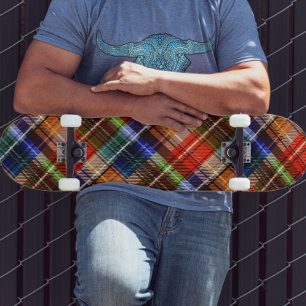 Skate Vermelho Azul Verde Amarelo Xadrez Tartan Desenho