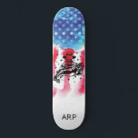 Skate *~* Vet Militar FISHERMAN Red White Flag<br><div class="desc">* Silhueta de PESCADO PESCADOR PESCADOR ENergeticamente Reforçado/imbuído na bandeira americana * Bandeira Patriótica Americana com silhueta FISHERMANO FISHERMAN. . Este design apresenta a bandeira americana Flag American também conhecida como Velha Glória e Estrelas e Stripes. Esta design de Bandeira Americana de Aquarela inclui as cores Vermelho Azul Branco na...</div>