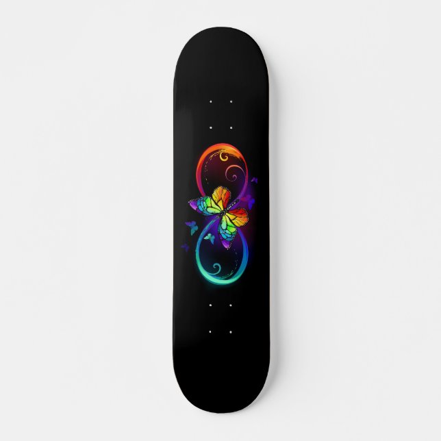 Skate Vibrant infinity with rainbow butterfly on black (Frente)