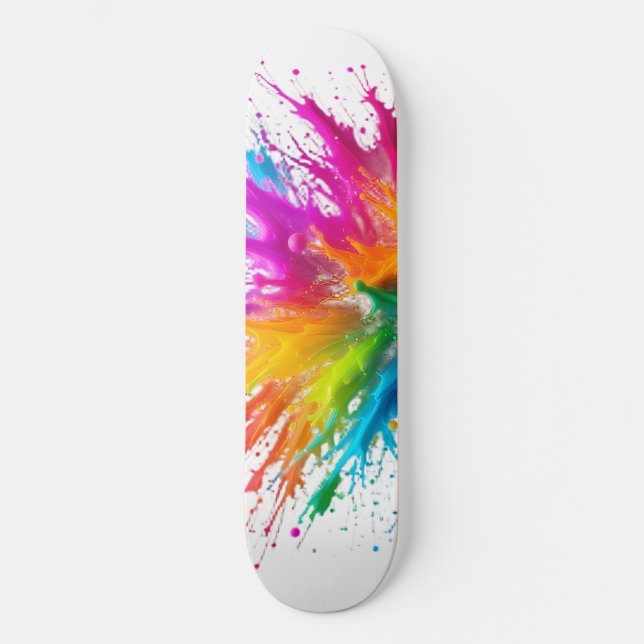 Skate Vibrant Rainbow Paint Splatter Explosion (Frente)