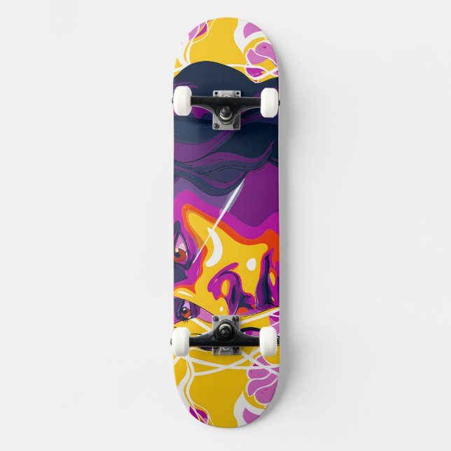 Skate Vibrant Stylized Portrait with Abstract Elements (Frente)