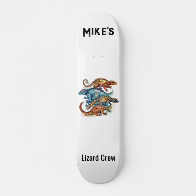 Skate Vibrant Tribal Lizard Totem, personalizado (Frente)