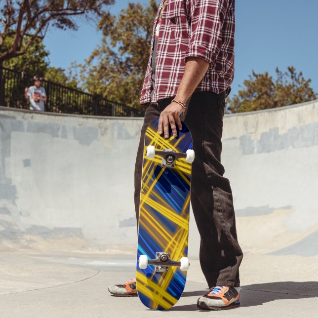 Skate Vibrant Yellow Blue Motion Light Urban Abstract (Ao ar livre 2)