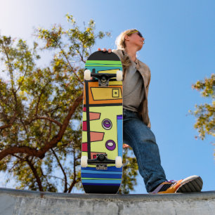 Skate Vida Submarina Laranja Amarelo Azul Verde
