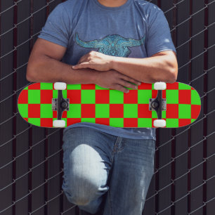 Skate Vintage do Desktop Board Neon Green e Red Checkerb