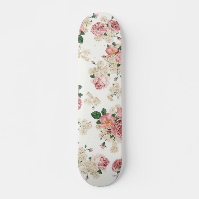 Skate Vintage Floral em Branco (Frente)