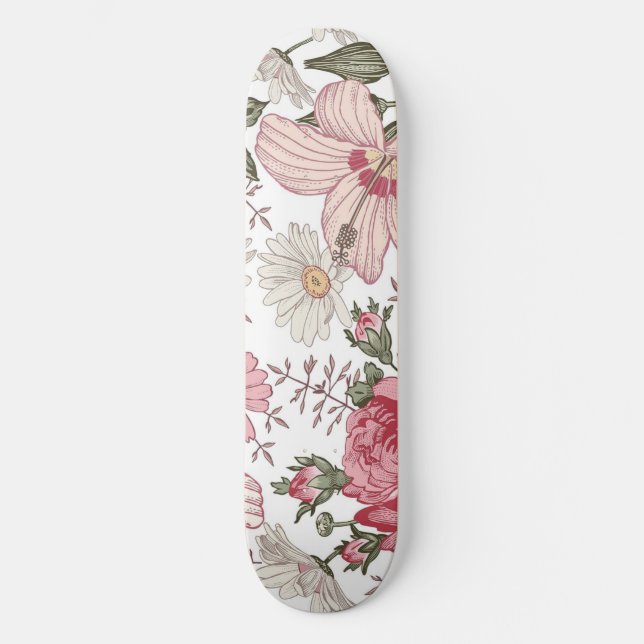 Skate Vintage Floral Pattern with Roses (Frente)