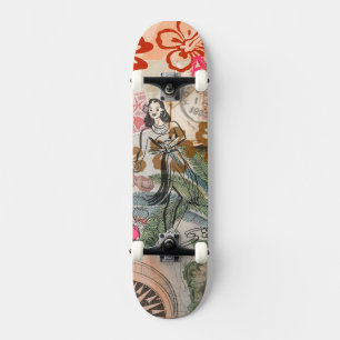Skate Vintage Flowers Hula Colorful Hawaiian Tropical