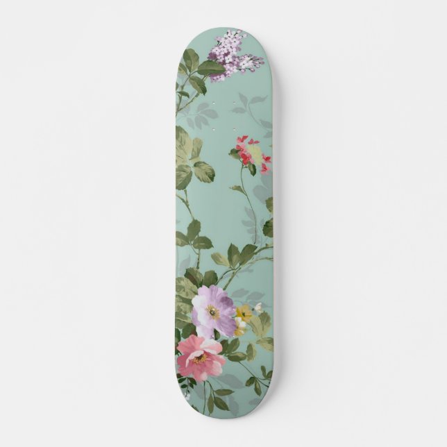 Skate Vintage Green Floral Design (Frente)