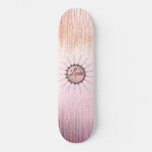 Skate Vintage Mandala sobre o vidro de Fosco rosa-pêsseg