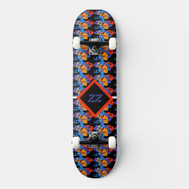 Skate vintage Nature monograma personalize (Frente)