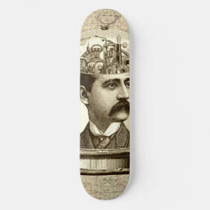 Skate Vintage steampunk clocwork cérebro, bigode