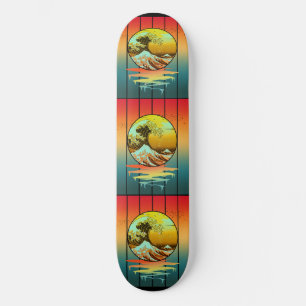 Skate Vintage Sunset Japonês Wave Ocean