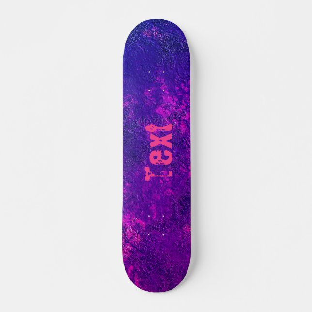 Skate violeta-rosa-marinho-roxa-mármore-abstrato (Frente)