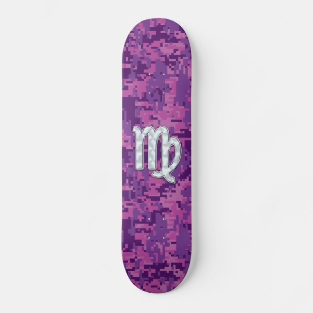 Skate Virgo Zodiac - Sinal rosa Fuscsia Digital Camoufla (Frente)