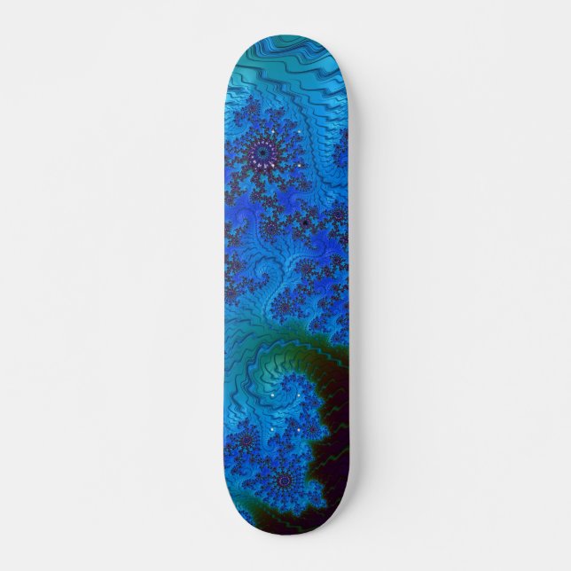 Skate Vivid Blue Nautical Look Fractal Sea Flowers (Frente)