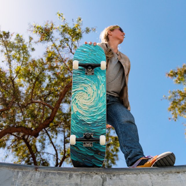 Skate Vórtice Abstrato de Oceano Turquesa (Ao ar livre 1)