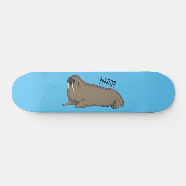 Skate Walrus cartoon illustration (Horz)