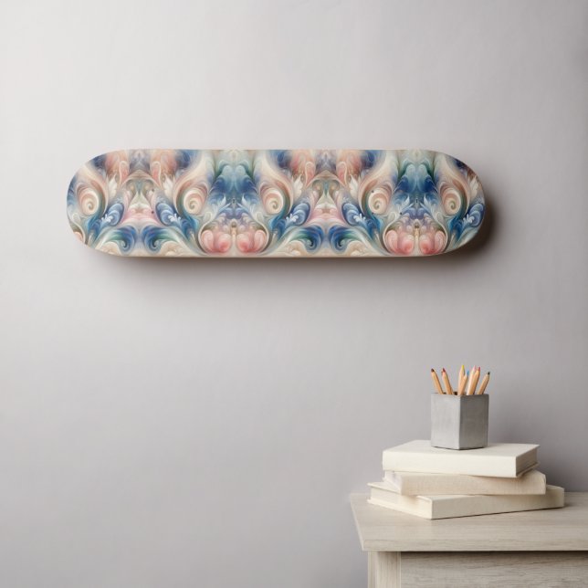 Skate Watercolor Fantasy Floral Romântico (Arte de parede (Horz))