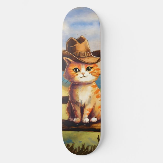 Skate Watercolor Painted Cat Dad (Frente)
