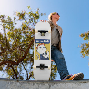 Skate We Can Do It! White Cat Rosie the Riveter