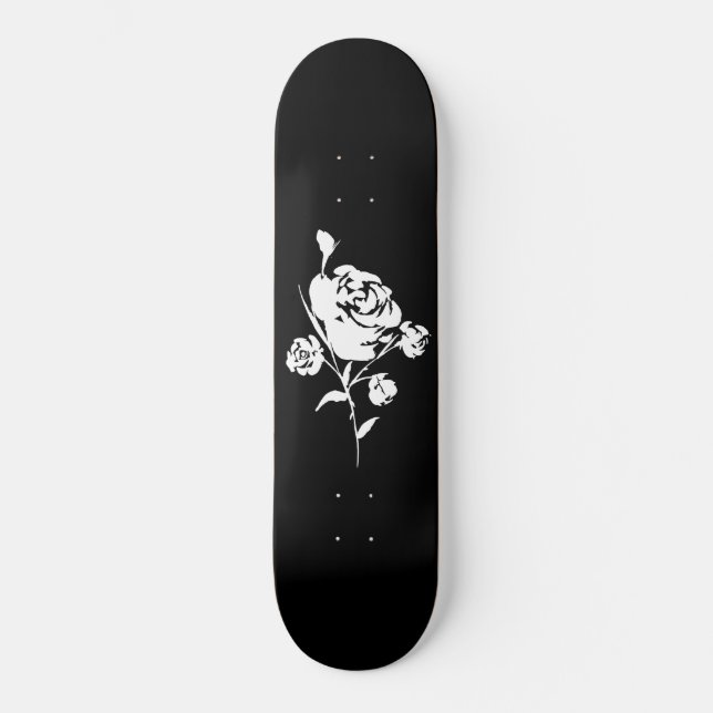 Skate White Rose on Black (Frente)